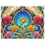 Roses Floral Stained Glass Vibrant Two Sides Premium Plush Fleece Blanket (Baby Size)