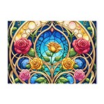 Roses Floral Stained Glass Vibrant Crystal Sticker (A4)