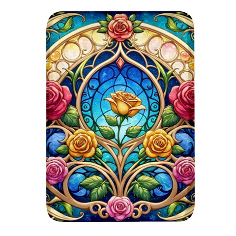 Roses Floral Stained Glass Vibrant Rectangular Glass Fridge Magnet (4 pack) from ArtsNow.com Front