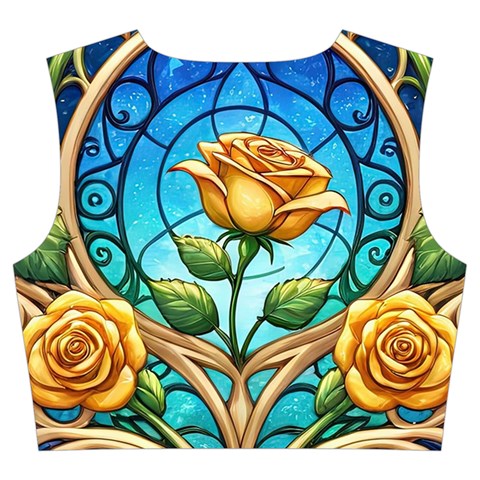 Roses Floral Stained Glass Vibrant Trumpet Sleeve Cropped Top from ArtsNow.com Back