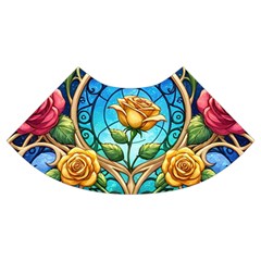 Roses Floral Stained Glass Vibrant Trumpet Sleeve Cropped Top from ArtsNow.com Cuff Right