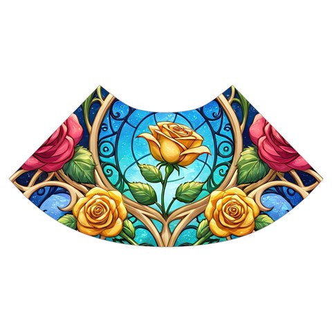 Roses Floral Stained Glass Vibrant Trumpet Sleeve Cropped Top from ArtsNow.com Cuff Left