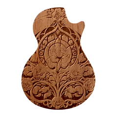 Roses Floral Stained Glass Vibrant Guitar Shape Wood Guitar Pick Holder Case And Picks Set from ArtsNow.com Front