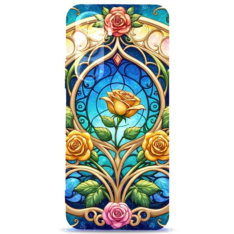 Roses Floral Stained Glass Vibrant Samsung Galaxy S24 Plus 6.7 Inch Black TPU UV Case from ArtsNow.com Front