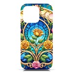 Roses Floral Stained Glass Vibrant iPhone 16 Pro Black UV Print PC Hardshell Case