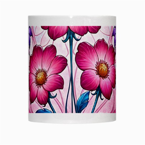 Fantasy Pink Flowers Stained Glass White Mug from ArtsNow.com Center