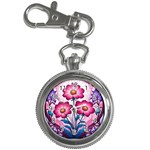 Fantasy Pink Flowers Stained Glass Key Chain Watches