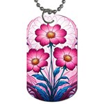 Fantasy Pink Flowers Stained Glass Dog Tag (One Side)