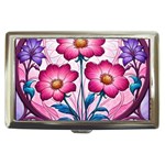 Fantasy Pink Flowers Stained Glass Cigarette Money Case