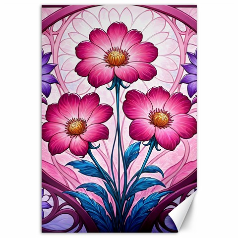 Fantasy Pink Flowers Stained Glass Canvas 12  x 18  from ArtsNow.com 11.88 x17.36  Canvas - 1