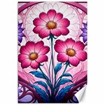 Fantasy Pink Flowers Stained Glass Canvas 12  x 18 