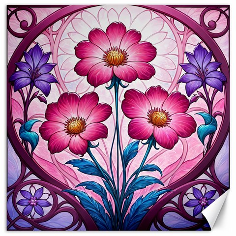 Fantasy Pink Flowers Stained Glass Canvas 20  x 20  from ArtsNow.com 19 x19.27  Canvas - 1