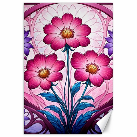 Fantasy Pink Flowers Stained Glass Canvas 20  x 30  from ArtsNow.com 19.62 x28.9  Canvas - 1