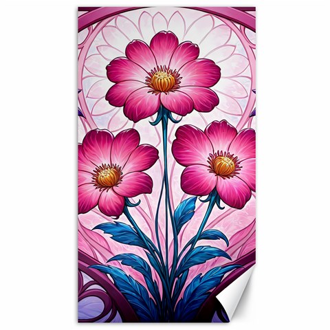 Fantasy Pink Flowers Stained Glass Canvas 40  x 72  from ArtsNow.com 39.28 x69.23  Canvas - 1