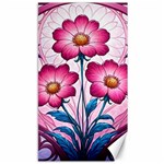 Fantasy Pink Flowers Stained Glass Canvas 40  x 72 