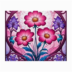 Fantasy Pink Flowers Stained Glass Small Glasses Cloth (2 Sides) from ArtsNow.com Front