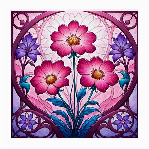 Fantasy Pink Flowers Stained Glass Medium Glasses Cloth (2 Sides) from ArtsNow.com Front