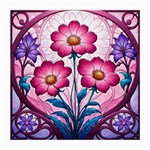 Fantasy Pink Flowers Stained Glass Medium Glasses Cloth (2 Sides)