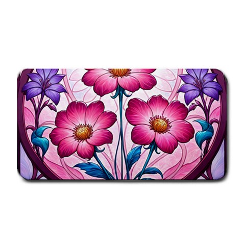 Fantasy Pink Flowers Stained Glass Medium Bar Mat from ArtsNow.com 16 x8.5  Bar Mat