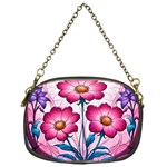 Fantasy Pink Flowers Stained Glass Chain Purse (One Side)