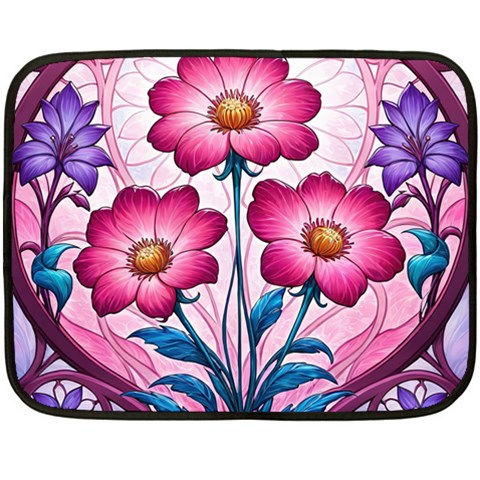 Fantasy Pink Flowers Stained Glass Fleece Blanket (Mini) from ArtsNow.com 35 x27  Blanket