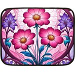 Fantasy Pink Flowers Stained Glass Two Sides Fleece Blanket (Mini)