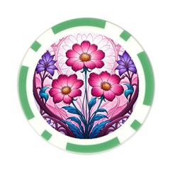 Fantasy Pink Flowers Stained Glass Poker Chip Card Guard (10 pack) from ArtsNow.com Front