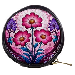 Fantasy Pink Flowers Stained Glass Mini Makeup Bag from ArtsNow.com Front