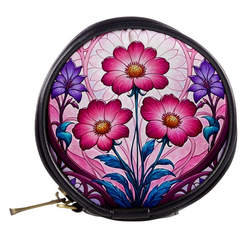 Fantasy Pink Flowers Stained Glass Mini Makeup Bag from ArtsNow.com Back