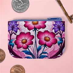 Fantasy Pink Flowers Stained Glass Mini Coin Purse from ArtsNow.com Back