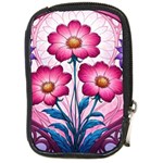 Fantasy Pink Flowers Stained Glass Compact Camera Leather Case