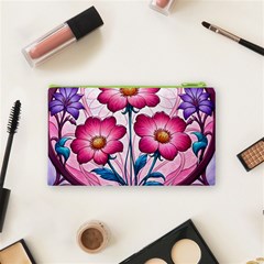 Fantasy Pink Flowers Stained Glass Cosmetic Bag (Small) from ArtsNow.com Back