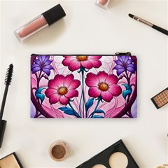 Fantasy Pink Flowers Stained Glass Cosmetic Bag (Small) from ArtsNow.com Back