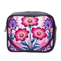 Fantasy Pink Flowers Stained Glass Mini Toiletries Bag (Two Sides) from ArtsNow.com Front