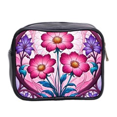 Fantasy Pink Flowers Stained Glass Mini Toiletries Bag (Two Sides) from ArtsNow.com Back