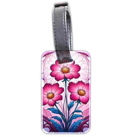 Fantasy Pink Flowers Stained Glass Luggage Tag (two sides) from ArtsNow.com Front