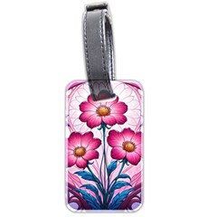 Fantasy Pink Flowers Stained Glass Luggage Tag (two sides) from ArtsNow.com Front