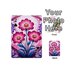 Fantasy Pink Flowers Stained Glass Playing Cards 54 Designs (Mini) from ArtsNow.com Front - Spade2