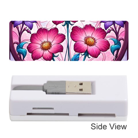 Fantasy Pink Flowers Stained Glass Memory Card Reader (Stick) from ArtsNow.com Front