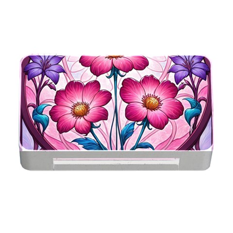 Fantasy Pink Flowers Stained Glass Memory Card Reader with CF from ArtsNow.com Front