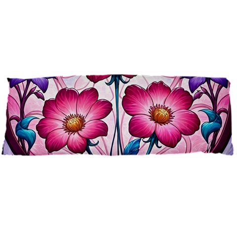 Fantasy Pink Flowers Stained Glass 21 x60  Body Pillow Case Dakimakura (Two Sides) from ArtsNow.com Front