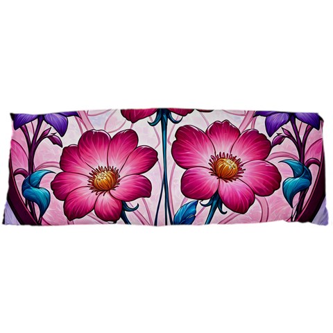 Fantasy Pink Flowers Stained Glass 15 x40  Body Pillow Case Dakimakura (Two Sides) from ArtsNow.com Front