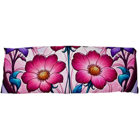 Fantasy Pink Flowers Stained Glass 17 x47  Body Pillow Case Dakimakura (Two Sides) from ArtsNow.com Back