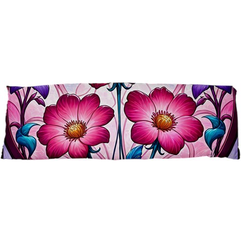 Fantasy Pink Flowers Stained Glass 21 x63  Body Pillow Case Dakimakura (Two Sides) from ArtsNow.com Front