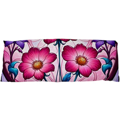 Fantasy Pink Flowers Stained Glass 25 x67  Body Pillow Case Dakimakura (Two Sides) from ArtsNow.com Back