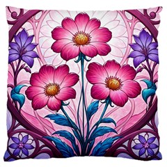 Fantasy Pink Flowers Stained Glass Large Cushion Case (Two Sides) from ArtsNow.com Front