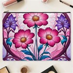 Fantasy Pink Flowers Stained Glass Cosmetic Bag (XXXL)