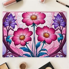 Fantasy Pink Flowers Stained Glass Cosmetic Bag (XXXL) from ArtsNow.com Back