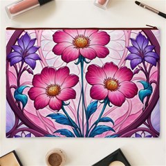 Fantasy Pink Flowers Stained Glass Cosmetic Bag (XXXL) from ArtsNow.com Back