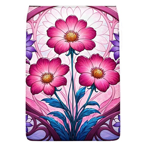 Fantasy Pink Flowers Stained Glass Removable Flap Cover (L) from ArtsNow.com Front